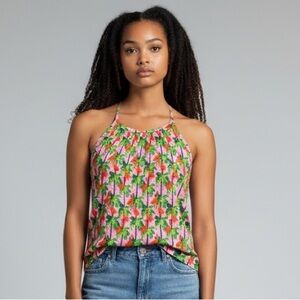 NWT “Bouffants & Broken Hearts” Linen Floral Halter Neck Top